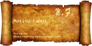 Matity Fanni névjegykártya
